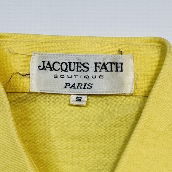 Jacques Fath Polo Shirt Mens Small Yellow Paris Boutique JF Pocket Retro Mod 60s - Picture 5 of 9